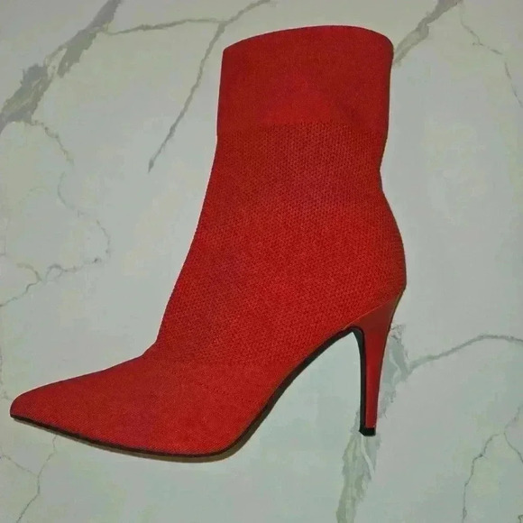 Brash Xaya Mid Calf Pointed Toe Stiletto Sock Boots Red Size 12W - Picture 8 of 11